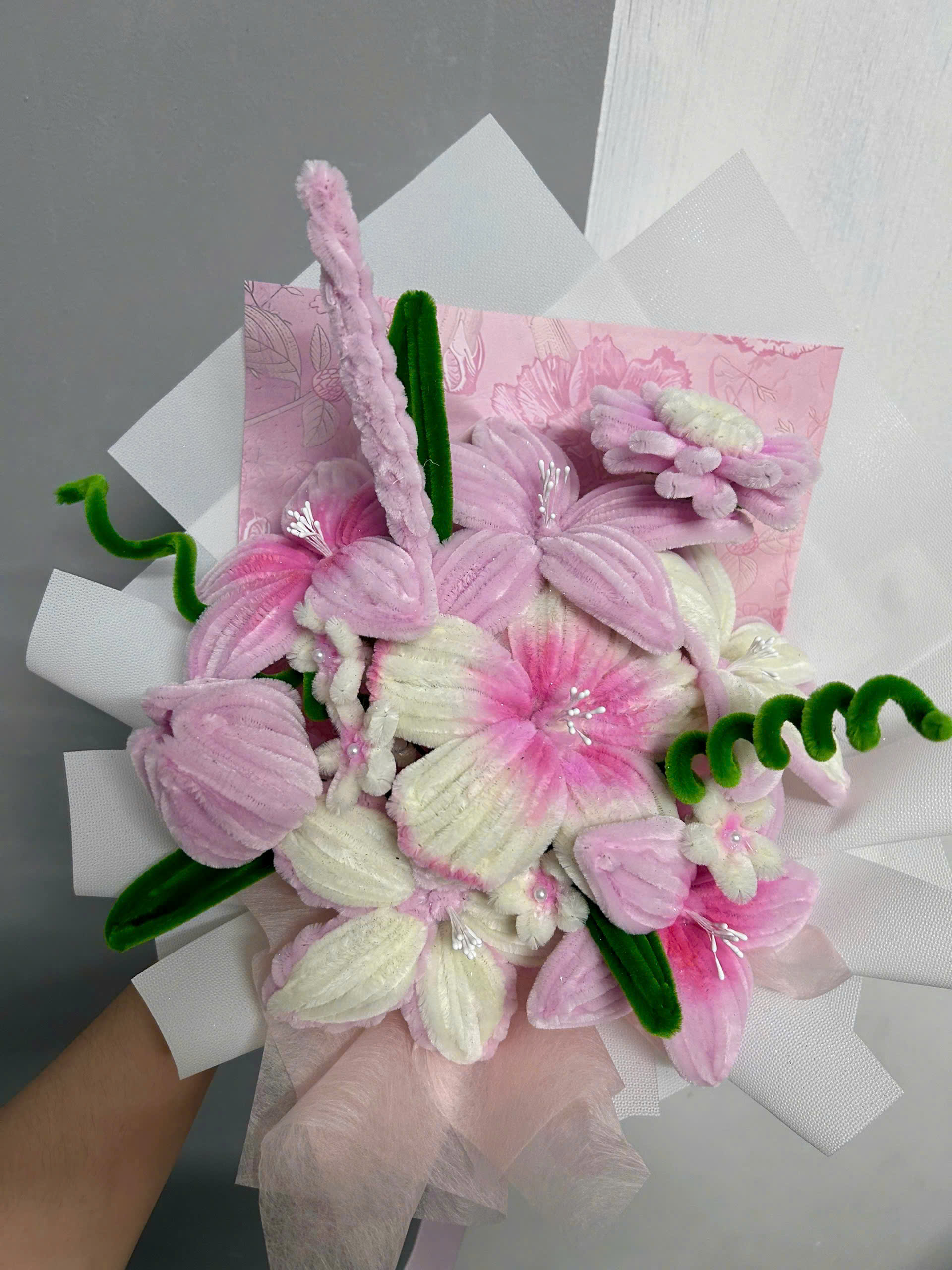 Bó Hoa Nhung Hồng Tím Phấn - Dreamy Pink - ảnh 1